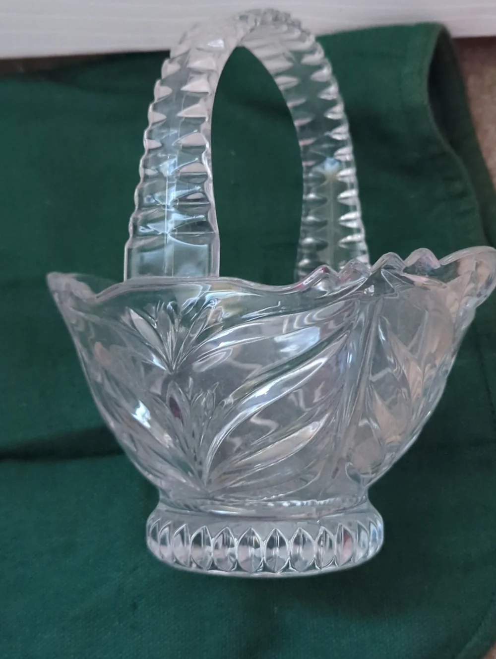 VTG 1980 Princess House Decorative 24% Lead Crystal Basket Germany Approx 7